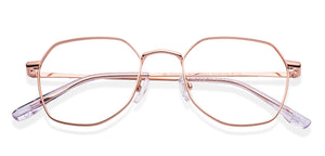 Gold Geometric Full Rim Unisex Eyeglasses by Vincent Chase-218983
