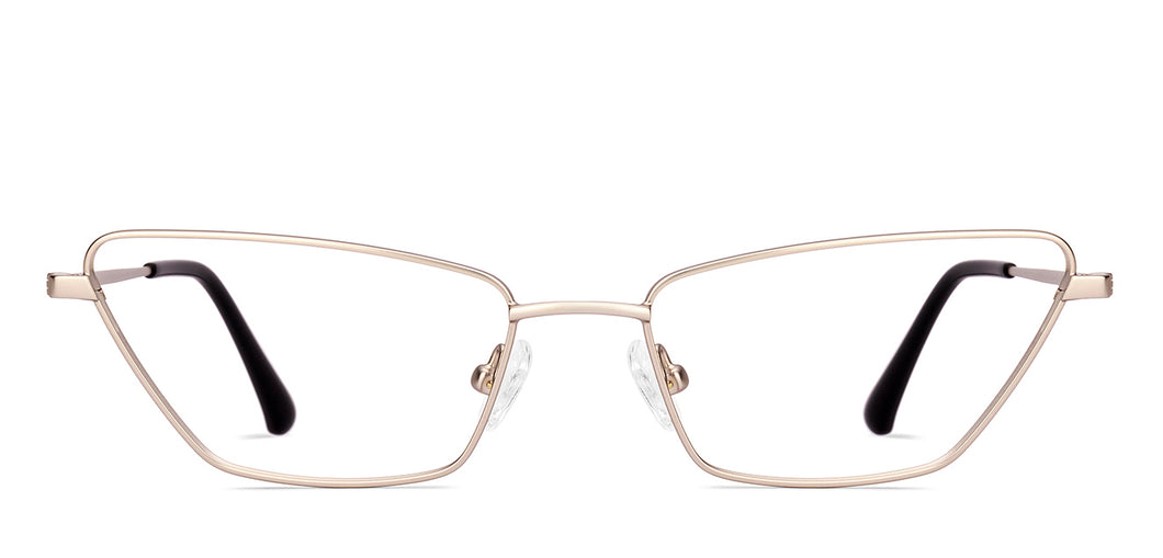 Gold Rectangle Full Rim Women Eyeglasses by Lenskart-220688