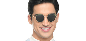 Gold Geometric Full Rim Unisex Sunglasses by Vincent Chase Online-213263