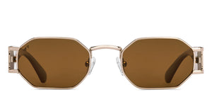 Gold Geometric Full Rim Unisex Sunglasses by Vincent Chase Polarized-216683