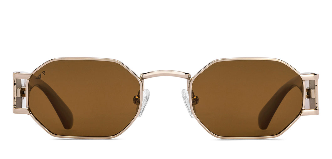 Gold Geometric Full Rim Unisex Sunglasses by Vincent Chase Polarized-216683