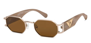Gold Geometric Full Rim Unisex Sunglasses by Vincent Chase Polarized-216683