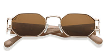 Load image into Gallery viewer, Gold Geometric Full Rim Unisex Sunglasses by Vincent Chase Polarized-216683