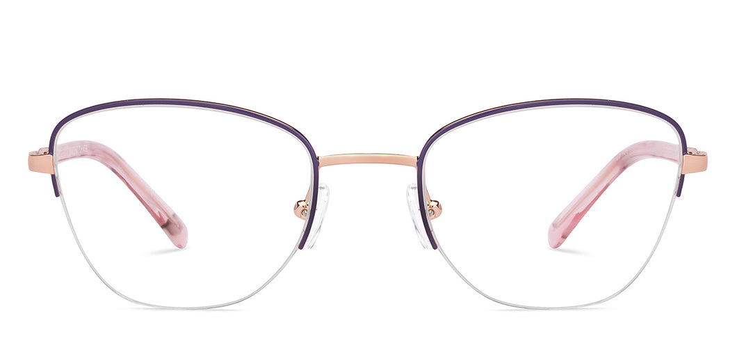 Gold Cat Eye Half Rim Unisex Eyeglasses by Vincent Chase-223332