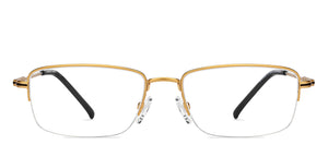 Gold Rectangle Half Rim Unisex Eyeglasses by Vincent Chase Online-207972