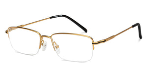 Gold Rectangle Half Rim Unisex Eyeglasses by Vincent Chase Online-207972