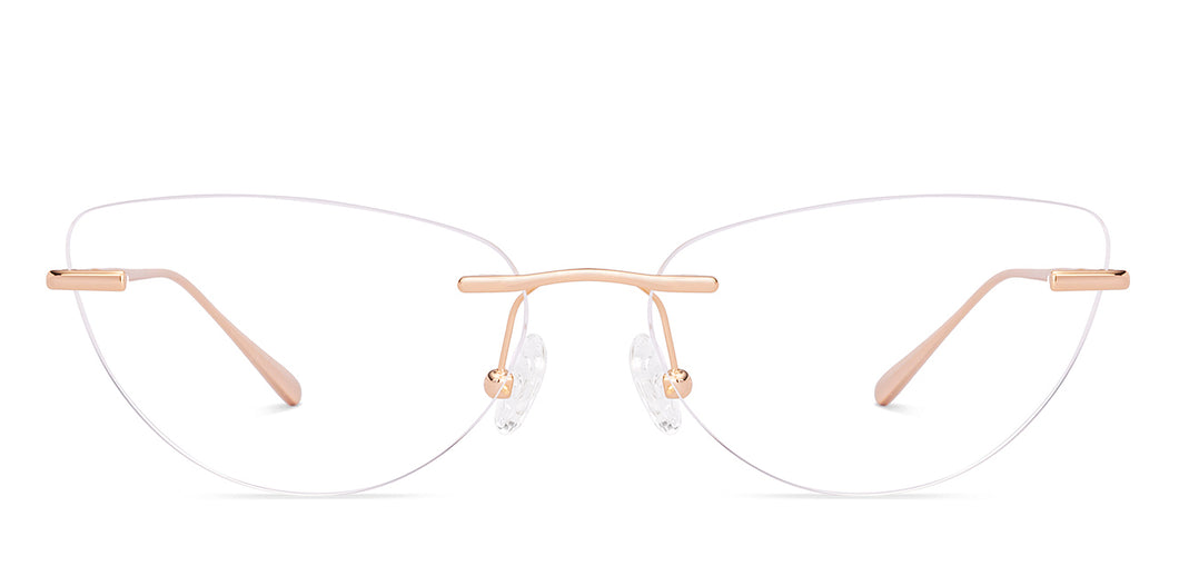 Gold Cat Eye Rimless Women Eyeglasses by Lenskart-228916