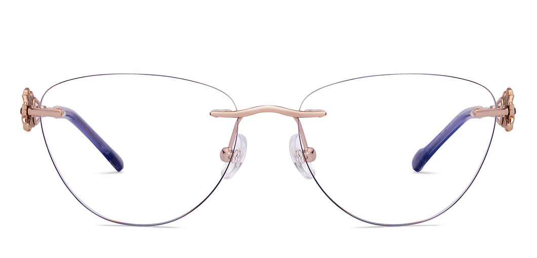 Gold Cat Eye Rimless Women Eyeglasses by Lenskart STUDIO-224348