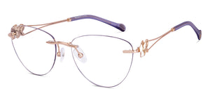 Gold Cat Eye Rimless Women Eyeglasses by Lenskart STUDIO-224348