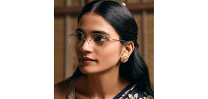 Gold Geometric Rimless Women Eyeglasses by Lenskart STUDIO-224356
