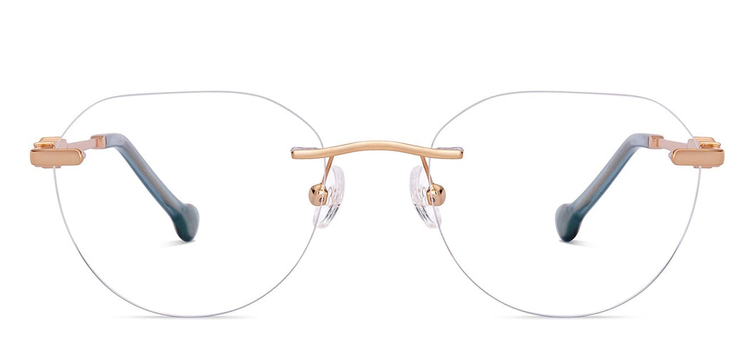 Gold Geometric Rimless Women Eyeglasses by Lenskart STUDIO-224356