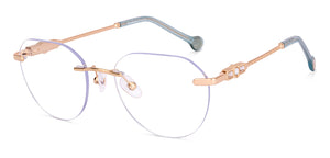 Gold Geometric Rimless Women Eyeglasses by Lenskart STUDIO-224356