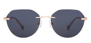 Gold Geometric Rimless Women Sunglasses by Lenskart STUDIO-226238