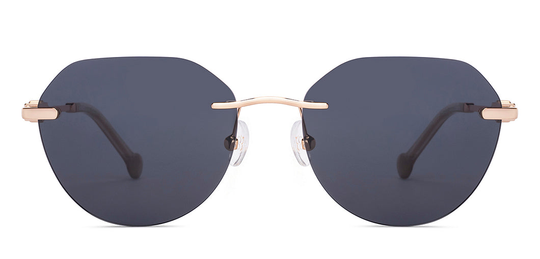 Gold Geometric Rimless Women Sunglasses by Lenskart STUDIO-226238