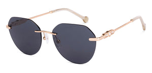 Gold Geometric Rimless Women Sunglasses by Lenskart STUDIO-226238
