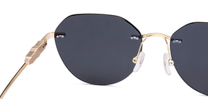 Gold Geometric Rimless Women Sunglasses by Lenskart STUDIO-226238