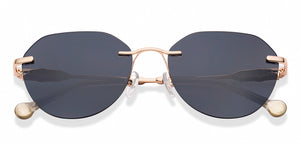 Gold Geometric Rimless Women Sunglasses by Lenskart STUDIO-226238