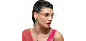 Gold Rectangle Rimless Unisex Eyeglasses by Lenskart STUDIO-224358