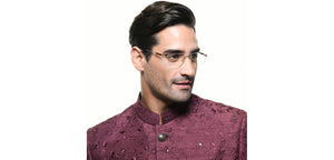 Gold Rectangle Rimless Unisex Eyeglasses by Lenskart STUDIO-224358