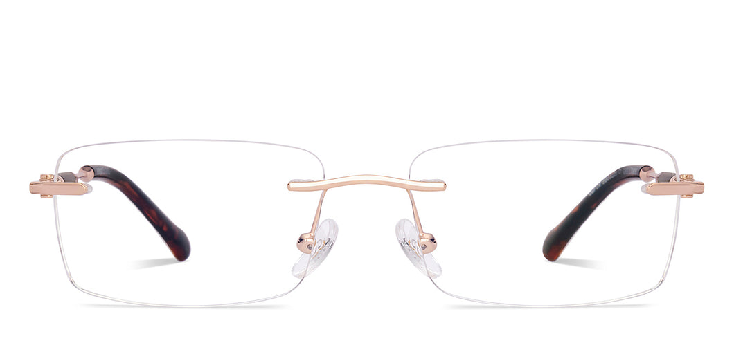 Gold Rectangle Rimless Unisex Eyeglasses by Lenskart STUDIO-224358