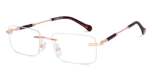 Gold Rectangle Rimless Unisex Eyeglasses by Lenskart STUDIO-224358