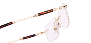 Gold Rectangle Rimless Unisex Eyeglasses by Lenskart STUDIO-224358