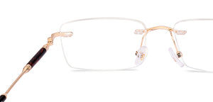 Gold Rectangle Rimless Unisex Eyeglasses by Lenskart STUDIO-224358
