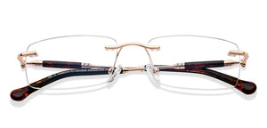 Gold Rectangle Rimless Unisex Eyeglasses by Lenskart STUDIO-224358