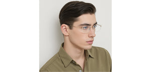 Gold Rectangle Rimless Unisex Eyeglasses by Vincent Chase-218257