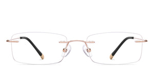 Gold Rectangle Rimless Unisex Eyeglasses by Vincent Chase-218911