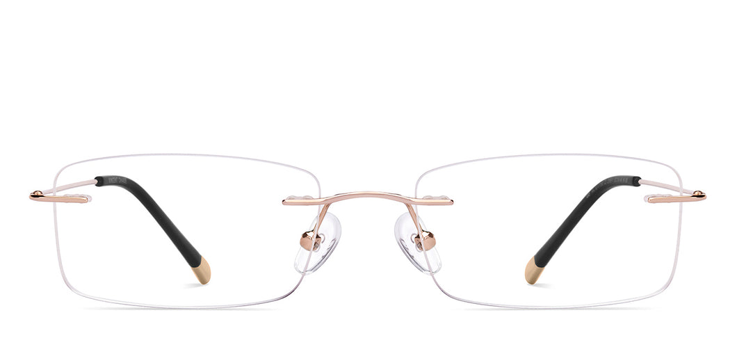 Gold Rectangle Rimless Unisex Eyeglasses by Vincent Chase-218911