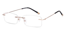 Load image into Gallery viewer, Gold Rectangle Rimless Unisex Eyeglasses by Vincent Chase-218911