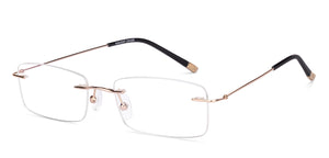Gold Rectangle Rimless Unisex Eyeglasses by Vincent Chase-218911