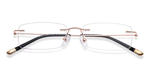 Gold Rectangle Rimless Unisex Eyeglasses by Vincent Chase-218911