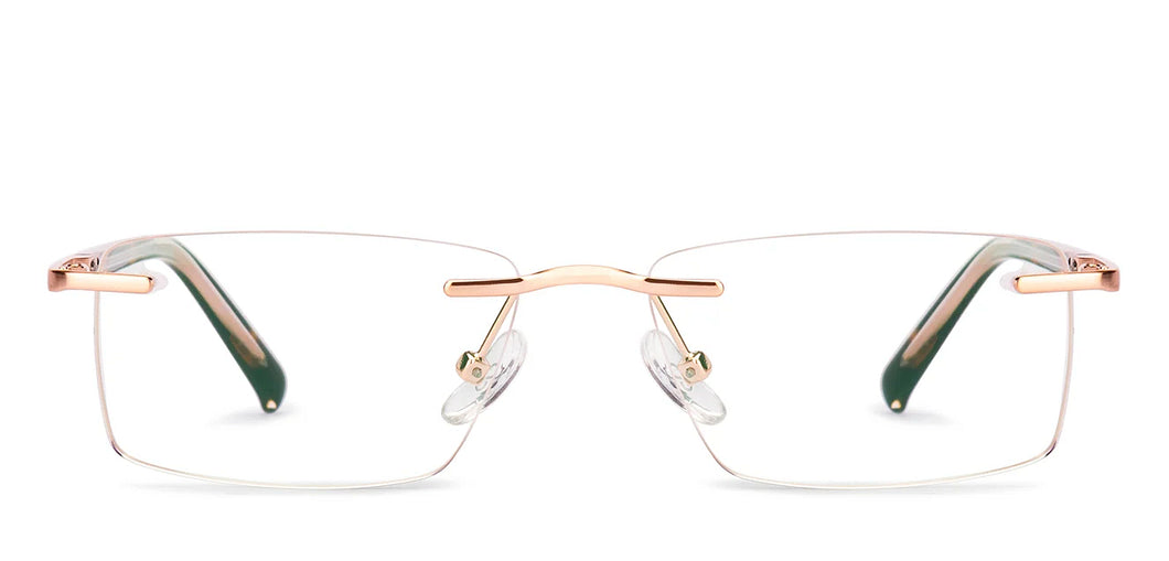 Gold Rectangle Rimless Unisex Eyeglasses by Vincent Chase-231503