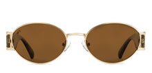 Load image into Gallery viewer, Gold Round Full Rim Unisex Sunglasses by Vincent Chase Online-216682