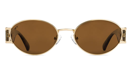 Gold Round Full Rim Unisex Sunglasses by Vincent Chase Online-216682