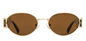 Gold Round Full Rim Unisex Sunglasses by Vincent Chase Online-216682