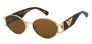 Gold Round Full Rim Unisex Sunglasses by Vincent Chase Online-216682