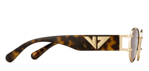 Gold Round Full Rim Unisex Sunglasses by Vincent Chase Online-216682