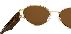Gold Round Full Rim Unisex Sunglasses by Vincent Chase Online-216682