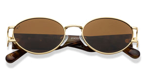 Gold Round Full Rim Unisex Sunglasses by Vincent Chase Online-216682