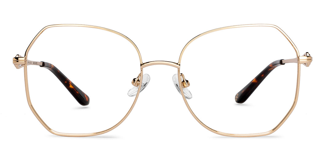 Rose Gold Hexagonal Full Rim Women Eyeglasses by John Jacobs-205881