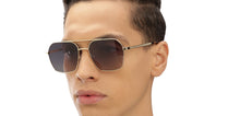 Load image into Gallery viewer, Gold Square Full Rim Unisex Sunglasses by John Jacobs-216880