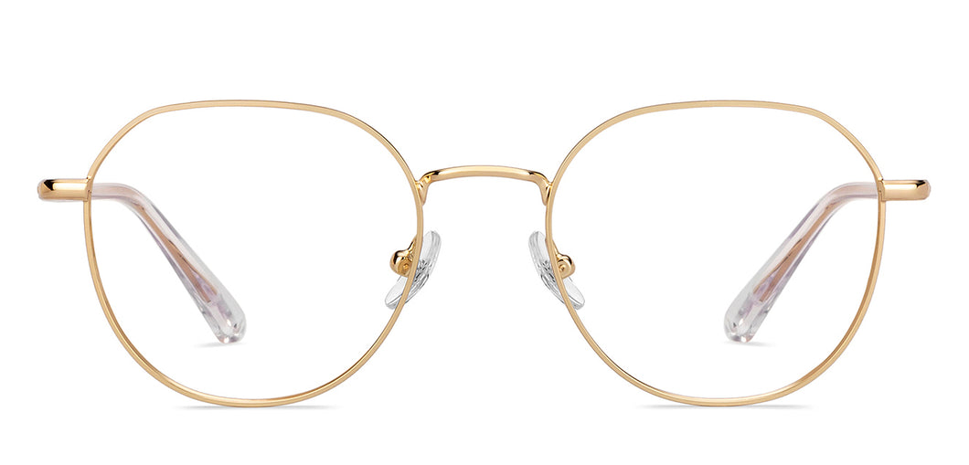Gold Geometric Full Rim Unisex Eyeglasses by John Jacobs-213691