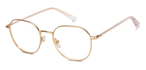 Gold Geometric Full Rim Unisex Eyeglasses by John Jacobs-213691