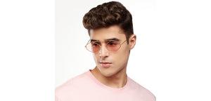 Gold Geometric Full Rim Women Sunglasses by OJOS-205626