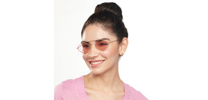 Gold Geometric Full Rim Women Sunglasses by OJOS-205626