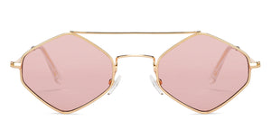 Gold Geometric Full Rim Women Sunglasses by OJOS-205626