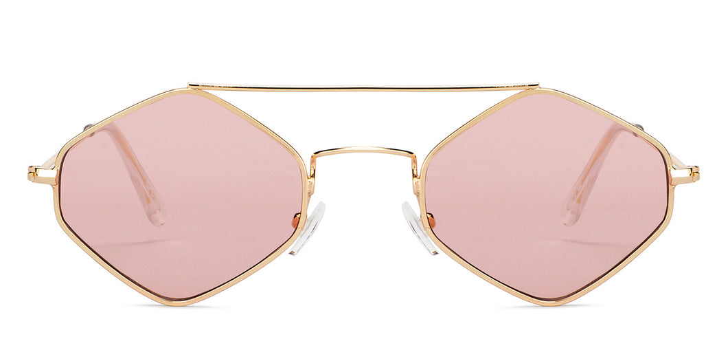 Gold Geometric Full Rim Women Sunglasses by OJOS-205626